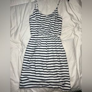 Striped dress with a cinched waist — perfect for summer!